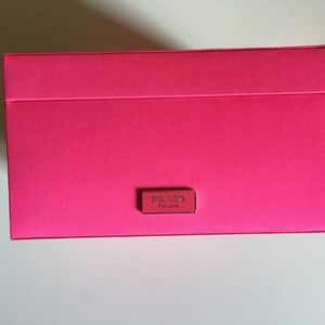Prada Parfums Hot Pink Satin Makeup Organizer Jewelry Box New